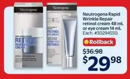 Walmart Neutrogena Rapid Wrinkle Repair retinol cream or eye cream offer