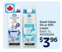 Walmart Great Value 5% or 10% cream offer
