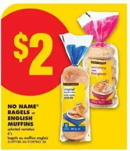 No Frills NO NAME BAGELS or ENGLISH MUFFINS offer