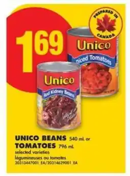 No Frills UNICO BEANS or TOMATOES offer