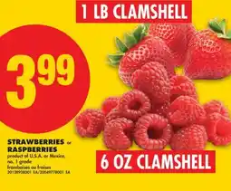 No Frills STRAWBERRIES or RASPBERRIES, 1LB CLAMSHELL offer