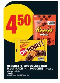 No Frills HERSHEY'S CHOCOLATE BAR MULTIPACK, 4' s or POUCHES offer