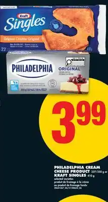 No Frills PHILADELPHIA CREAM CHEESE PRODUCT, 227/250G OR KRAFT SINGLES offer