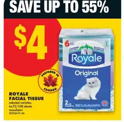 No Frills ROYALE FACIAL TISSUE, 6x72/100 sheets offer