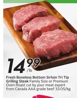 Sobeys Fresh Boneless Bottom Sirloin Tri Tip Grilling Steak offer