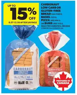 Real Canadian Superstore CARBONAUT LOW CARB OR GLUTEN-FREE BREAD, 544/550 G BAGEL, 325 G PIZZA, 380/414 G OR BUNS, 288/315 G offer
