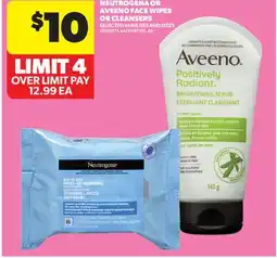 Real Canadian Superstore NEUTROGENA OR AVEENO FACE WIPES OR CLEANSERS offer