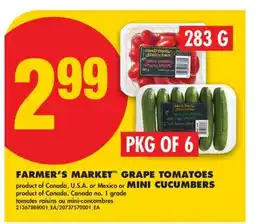 No Frills FARMER'S MARKET GRAPE TOMATOES MINI CUCUMBERS offer