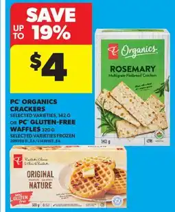 Real Canadian Superstore PC ORGANICS CRACKERS, 142 G OR PC GLUTEN-FREE WAFFLES, 320 G offer
