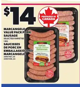 Independent Grocer MARCANGELO VALUE PACK PORK SAUSAGE offer