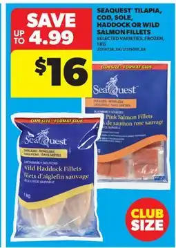 Real Canadian Superstore SEAQUEST TILAPIA, COD, SOLE, HADDOCK OR WILD SALMON FILLETS offer