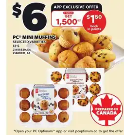 Loblaws PC MINI MUFFINS, 12'S offer