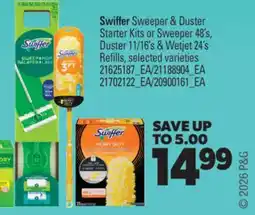 Real Canadian Superstore SWIFFER SWEEPER & DUSTER STARTER KITS OR SWEEPER, 48'S, DUSTER 11/16'S & WETJET, 24'S REFILLS offer