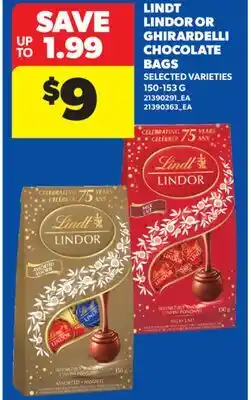 Real Canadian Superstore LINDT LINDOR OR GHIRARDELLI CHOCOLATE BAGS offer