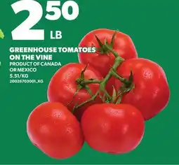 Loblaws GREENHOUSE TOMATOES ON THE VINE offer