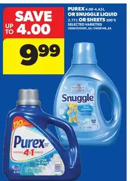 Real Canadian Superstore PUREX, 4.08-4.43 L OR SNUGGLE LIQUID, 2.77 L OR SHEETS, 200' S offer