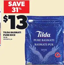 Loblaws TILDA BASMATI PURE RICE, 10 LB offer
