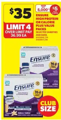 Real Canadian Superstore ENSURE HIGH PROTEIN OR CALORIE PLUS VALUE PACKS offer