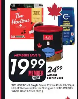 Sobeys TIM HORTONS Single Serve Coffee Pods offer