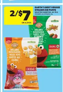 Real Canadian Superstore EARTH'S BEST VEGGIE STRAWS OR PUFFS offer