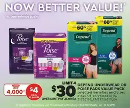 Real Canadian Superstore DEPEND UNDERWEAR OR POISE PADS VALUE PACK offer