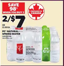 Loblaws PC NATURAL SPRING WATER offer