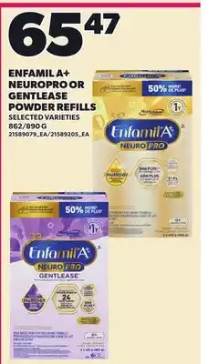 Loblaws ENFAMIL A+ NEUROPRO OR GENTLEASE POWDER REFILLS, 862/890 G offer