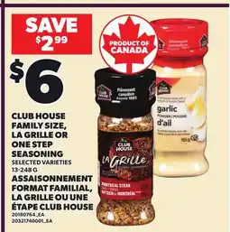 Independent Grocer CLUB HOUSE FAMILY SIZE, LA GRILLE OR ONE STEP SEASONING offer