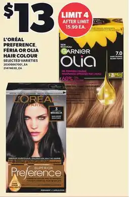Loblaws L'ORÉAL PREFERENCE, FÉRIA OR OLIA HAIR COLOUR offer