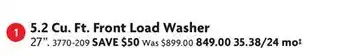 Home Hardware 5.2 Cu. Ft. Front Load Washer offer
