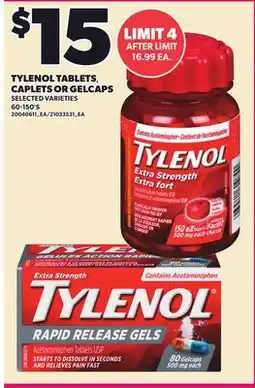 Loblaws TYLENOL TABLETS, CAPLETS OR GELCAPS, 60-150'S offer