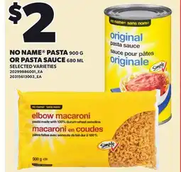Loblaws NO NAME PASTA, 900 G OR PASTA SAUCE, 680 ML offer
