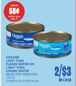 Wholesale Club OCEANS LIGHT TUNA FLAKED WATER OR LIGHT TUNA CHUNK WATER offer