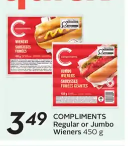 Sobeys COMPLIMENTS Regular or Jumbo Wieners offer