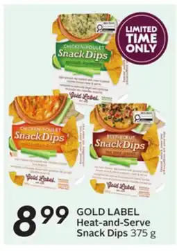 Sobeys GOLD LABEL Heat-and-Serve Snack Dips offer