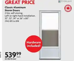 Home Hardware Classic Aluminum Storm Doors offer