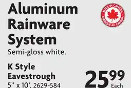 Home Hardware Aluminum Rainware System K Style Eavestrough 5 x 10' offer