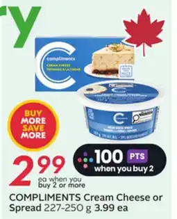 Sobeys COMPLIMENTS Cream Cheese or Spread offer