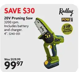 Home Hardware 20V Pruning Saw offer