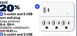 RONA RONA 15-A. 125-V. 3-outlet and 2-USB port wall plug offer