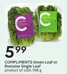 Sobeys COMPLIMENTS Green Leaf or Romaine offer