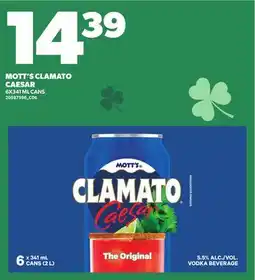 Loblaws MOTT'S CLAMATO CAESAR, 6X341 ML CANS offer