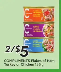 Sobeys COMPLIMENTS Flakes of Ham, Turkey or Chicken offer