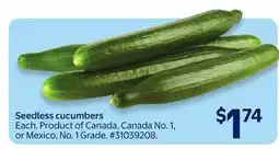 Walmart Seedless cucumbers offer