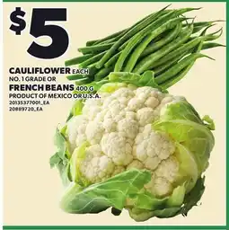 Loblaws CAULIFLOWER, EACH OR FRENCH BEANS offer
