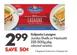 Longo's Lasagne Jumbo Shells or Manicotti offer