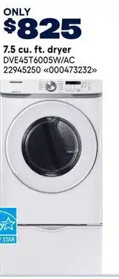 RONA Samsung 7.5 cu. ft. dryer offer