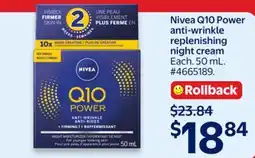 Walmart Nivea Q10 Power anti-wrinkle replenishing night cream offer