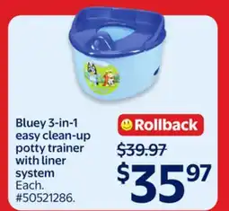 Walmart Bluey 3-in-1 Easy Clean-up Potty Trainer with Liner System offer