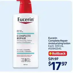 Walmart Eucerin Complete Repair moisturizing lotion offer